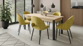 Set de masa extensibila si 6 scaune tapitate, RODOS 82, ADRK Furniture (Culoare: Sonoma)