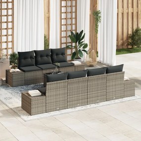 vidaXL Set de canapele pentru grădină 8 pcs Gri Rattan poli