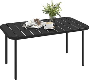 Outsunny Masă de cafea pentru exterior, masă metalică dreptunghiulară rezistentă la intemperii pentru patio cu blat tip lamele pentru exterior | Aosom Romania