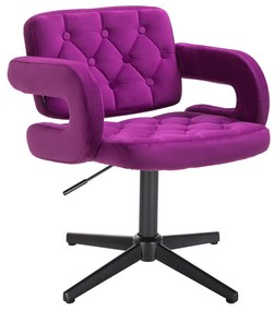 HR8403CROSS Scaun Fucsia Catifea cu Bază Neagră