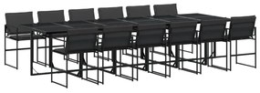 3295077 vidaXL Set mobilier de grădină, 13 piese, cu perne, negru, textilenă