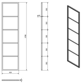 SAPHO Ska551 Ska suport pentru prosoape 42 x 170 x2 cm, negru mat