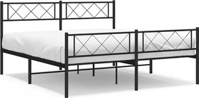 vidaXL Cadru pat metalic cu tăblie de cap/picioare, negru, 120x200 cm