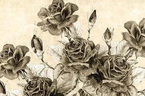 Tablou buchetul de trandafiri vintage în design sepia
