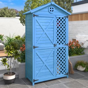 Depozit de mobilier de grădină din lemn pentru exterior, magazie de unelte rezistentă la intemperii, cu mult spațiu de depozitare și construcție din lemn stabilă, 90x56,5x175,3 cm, Albastru