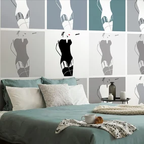 Tapet pop art farmecul femeii în gri