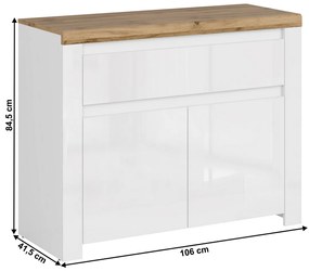 Dulap VILGO 2D1S, alb lucios