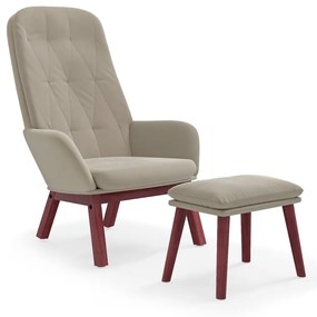 3097656 vidaXL Scaun de relaxare cu taburet, gri deschis, catifea