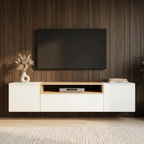 Comoda TV suspendata LOFT 160cm natur/ alb