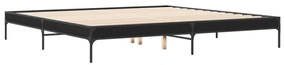 844996 vidaXL Cadru de pat, negru, 200x200 cm, lemn prelucrat și metal