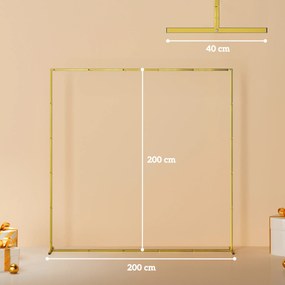 Outsunny Arc de grădină pentru trandafiri din metal Arc de nuntă rezistent la intemperii pentru decor terasă 200x40x200 cm auriu | Aosom Romania