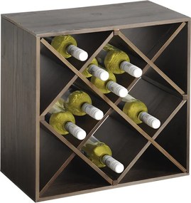 Raft pentru sticle vin Kesper 69244, 50x50x25 cm, 12 compartimente, pana la 20 de sticle, pin, maro