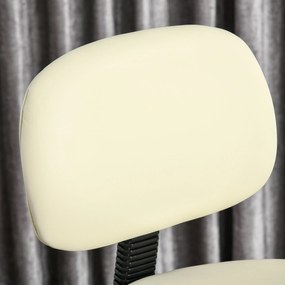 HOMCOM Scaun bar capitonat, scaun de bar cu cadru metalic, cu spătar, din piele ecologică, reglabil pe înălțime, scaun de bucătărie cu suport pentru picioare, rotire 360° Tresenhocker pentru bucătărie, living, sufragerie Bej | Aosom Romania