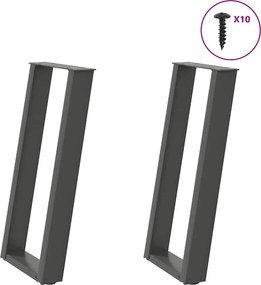 vidaXL Picioare de masă consolă în formă de U, 2 buc., antracit, 28x(72-73) cm, oțel
