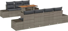 vidaXL Set de canapele pentru grădină 8 pcs Gri Rattan poli