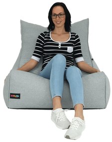 Fotoliu tip sac, material textil gri deschis, EGALEO