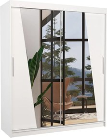 Dulap cu usi glisante si oglinda 180x200 cm, Preto, ADRK Furniture (Culoare: Negru)