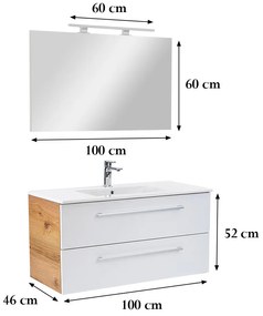 Mobilier complet de baie Vario Clam 100 stejar-alb