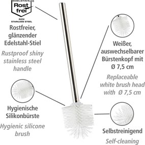 Perie WC cu mâner din oțel inoxidabil Wenko