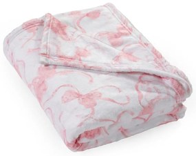 Pătură albă-roz din micropluș/cocolino 200x240 cm Bow – Catherine Lansfield