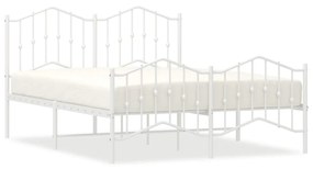373857 vidaXL Cadru pat metalic cu tăblie de cap/picioare , alb, 140x200 cm