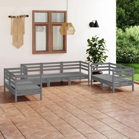 3082594 vidaXL Set mobilier de grădină, 7 piese, gri, lemn masiv de pin