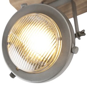 Spot industrial inteligent gri cu lemn incl. 2 WiFi GU10 - Emado