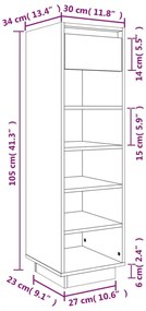 Pantofar, alb, 34x30x105 cm, lemn masiv de pin 1, Alb