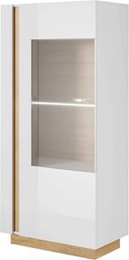 Vitrina CITY, alb/stejar, PAL melaminat/sticla, 72x40x154 cm