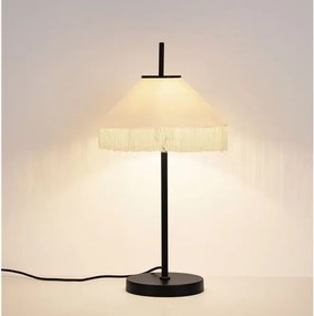 Veioza cu abajur din catifea si franjuri bej VELVY