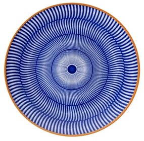 Set veselă 24 piese, porțelan, albastru/portocaliu