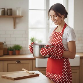 Set de bucătărie PUNCTE roșu 3 piese