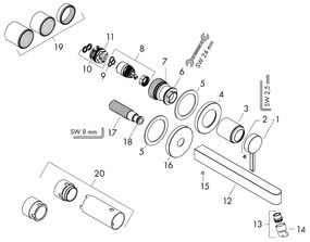 Baterie lavoar cu montaj pe perete, Hansgrohe, Finoris, cu pipa 16,8 cm, negru mat