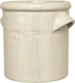 Ghiveci din ceramică glazurată manual 2L alb crem, „Brobacka"