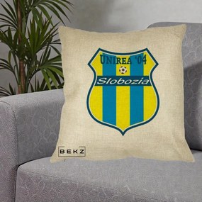 Perna Personalizata Unirea '04 Slobozia Fotbal, 40x40 cm, Crem, Husa Detasabila, Perna Inclusa, BEKZ®