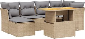 vidaXL Set canapele de grădină, 7 piese, cu perne, bej, poliratan