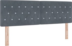 vidaXL Tăblie LED cu benzi LED cu headboard Gri închis 144 cm Catifea