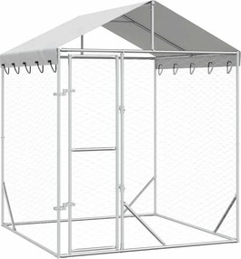 vidaXL Padoc de exterior cu acoperiș argintiu 2x2x2,5m oțel galvanizat