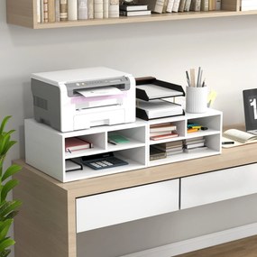 HOMCOM Suport pentru Imprimantă cu 2 Niveluri, 47x40x27.5 cm, Alb | Aosom Romania
