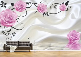 Tapet Premium Canvas - Flori roz abstracte