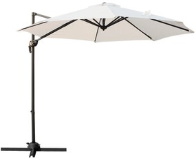 Outsunny Umbrela de Gradina Descentralizata, Unghi Reglabil 360 ° Rotativa in Poliester, Alb Crem, Φ294x248cm