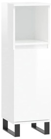 831566 vidaXL Dulap de baie, alb extralucios, 30x30x100 cm, lemn prelucrat
