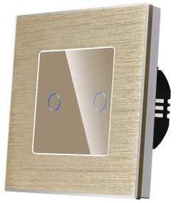 Intrerupator Dublu cu Touch din Sticla si Rama de Aluminiu LUXION, protocol ZigBee