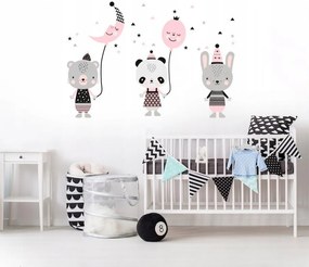 Autocolant roz decorativ de perete Animal Friends