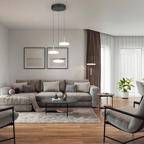 Lustră neagră-albă/aurie LED cu intensitate reglabilă cu abajur din sticlă ø 35 cm Celeste – Trio