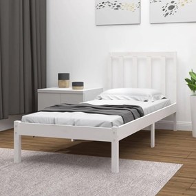 3105032 vidaXL Cadru de pat 2FT6 Small Single, alb, 75x190 cm, lemn masiv pin