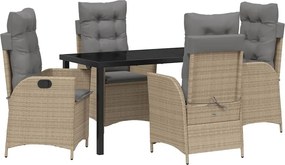 vidaXL Set de masă pentru grădină cu pernă 5 pcs Bej poliratan