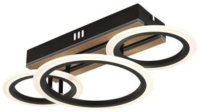 Plafoniera LED CCT BLEVINS riflaj MDF cu efect de lemn