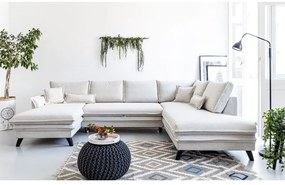 Canapea extensibilă în formă de „U” cu șezlong pe partea dreaptă Miuform Charming Charlie, bej deschis