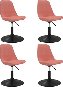 vidaXL Scaune de masă pivotante, 4 buc, roz, catifea